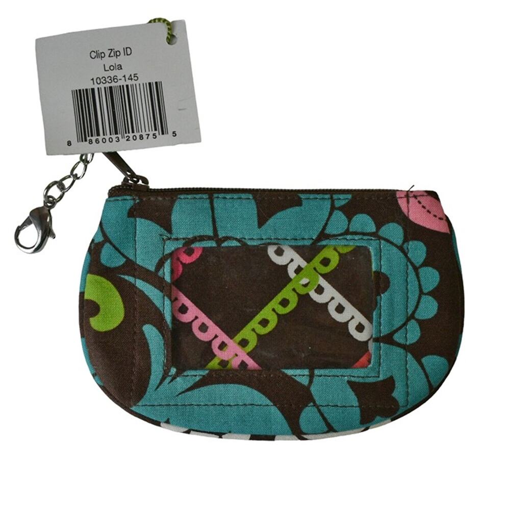 Vera Bradley NWT Clip Zip ID Lola Made in USA Fabric Wristlet